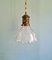 Large Holophane Pendant Light in Clear Grooved Glass and Brass, 1920s 1