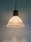 Large Holophane Pendant Light in Clear Grooved Glass and Brass, 1920s 5