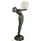 Nude Art Deco Tischlampe mit Globus Lumina Clarté von Max Le Verrier, 1928 7