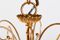 Lámpara de araña vintage de vidrio bañado en oro, años 70, Imagen 7