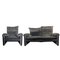 Vintage Grey Velvet Maralunga Sofa with Armchair by Vico Magistretti for Cassina, 1970s, Set of 2 8