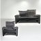 Vintage Grey Velvet Maralunga Sofa with Armchair by Vico Magistretti for Cassina, 1970s, Set of 2 1