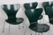 Vintage Model 3107 Moss Green Chairs by Arne Jacobsen for Fritz Hansen, 1950s, Set of 6 4