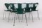 Vintage Model 3107 Moss Green Chairs by Arne Jacobsen for Fritz Hansen, 1950s, Set of 6 7