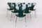 Vintage Model 3107 Moss Green Chairs by Arne Jacobsen for Fritz Hansen, 1950s, Set of 6 2