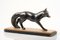 French Artist, Art Deco Fox Sculpture, Metal and Marble, 1920s 3