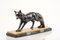 French Artist, Art Deco Fox Sculpture, Metal and Marble, 1920s 1
