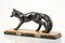 French Artist, Art Deco Fox Sculpture, Metal and Marble, 1920s 2