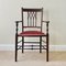 Edwardian Mahogany Inlaid Desk Armchair with Gothic Splat and Dusty Rose Upholstered Seat, 1900s, Image 2