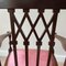 Edwardian Mahogany Inlaid Desk Armchair with Gothic Splat and Dusty Rose Upholstered Seat, 1900s, Image 12