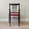 Edwardian Mahogany Inlaid Desk Armchair with Gothic Splat and Dusty Rose Upholstered Seat, 1900s, Image 4