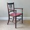 Edwardian Mahogany Inlaid Desk Armchair with Gothic Splat and Dusty Rose Upholstered Seat, 1900s 1