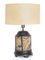 Antique Hand-Painted Fabric & Wood Table Lamp 2