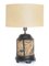 Antique Hand-Painted Fabric & Wood Table Lamp, Image 2