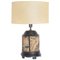 Antique Hand-Painted Fabric & Wood Table Lamp, Image 1