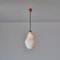 Italian Brass Pendant Lamp with Opaline Glass Shade and Red Canopy, 1950s 6