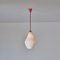 Italian Brass Pendant Lamp with Opaline Glass Shade and Red Canopy, 1950s 5