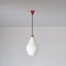 Italian Brass Pendant Lamp with Opaline Glass Shade and Red Canopy, 1950s 7