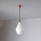 Italian Brass Pendant Lamp with Opaline Glass Shade and Red Canopy, 1950s 4