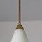 Italian Brass Pendant Lamp with Opaline Glass Shade and Red Canopy, 1950s 3