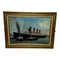 British Artist, Tugboats Egerton and Wellington Docking the RMS Mauretania Ship at Liverpool Dock, Oil on Canvas, Framed 1