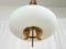 Vintage Italian Teak, Brass & Opaline Glass Pendant Lamp, 1960s 3
