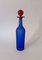 Satin Blue Murano Glass Bottle by Franco Moretti, 1990s, Image 1