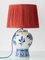 Large Blue and White Hand-Painted Table Lamp with New Terracotta Silk Lampshade from Royal Delft, 1948 3