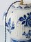 Large Blue and White Hand-Painted Table Lamp with New Terracotta Silk Lampshade from Royal Delft, 1948 13
