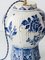Large Blue and White Hand-Painted Table Lamp with New Terracotta Silk Lampshade from Royal Delft, 1948 8