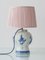 Vintage Blue and White Ceramic Table Lamps with New Pink Silk Lampshades from Royal Delft, 1980s, Set of 2 6