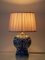 Vintage Blue and White Ceramic Table Lamps with New Pink Silk Lampshades from Royal Delft, 1980s, Set of 2 15
