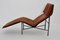 Swedish Cognac Leather Chaise Lounge by Tord Bjorklund, 1970s 5