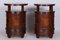 Czech Cubist Bedside Tables in Oak and Walnut, Polished, 1910s, Set of 2 2