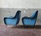 Mid-Century Armchairs in Blue Velvet, Italy, 1950s, Set of 2 5