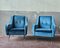 Mid-Century Armchairs in Blue Velvet, Italy, 1950s, Set of 2 2