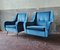 Mid-Century Armchairs in Blue Velvet, Italy, 1950s, Set of 2 1