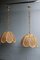 Bamboo, Straw and Brass Pendants, Italy, 1970s, Set of 2 1
