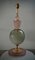 Mid-Century Style Round Pink and Green Murano Glass and Brass Table Lamp, 2000 1