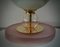 Mid-Century Style Round Pink and Green Murano Glass and Brass Table Lamp, 2000 2