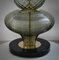 Mid-Century Style Round Smoky Murano Glass and Brass Table Lamp, 2000s 4