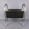 Magazine Rack in Black Leather and Satin Metal from Porada, 1980s 3
