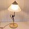Vintage Tischlampe mit Messinggestell & Glasschirm von Fischer-Leuchten, 2000er 5