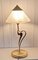 Vintage Tischlampe mit Messinggestell & Glasschirm von Fischer-Leuchten, 2000er 3