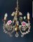 Antique Chandelier with Ceramic Roses, 1960s 2