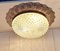 Vintage Flat Ceiling Lamp with Knobbed Glass Shade in Metal Holder with Decorated Frieze, 1970s 3
