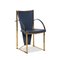 Chairs in Blue Leather and Golden Metal from Ronald Schmitt, Set of 4 1