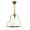 Mid-Century French Brass and Opaline Glass Pendant Light, 1950s, Image 1