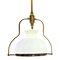 Mid-Century French Brass and Opaline Glass Pendant Light, 1950s, Image 5