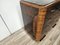 Art Deco Chest of Drawers in Burl and Mahogany Feather with Marble Top and Brass Handles, 1940s 2